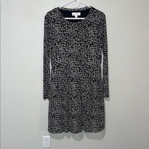 POPSUGAR Black and White Patterned Long Sleeve Dress